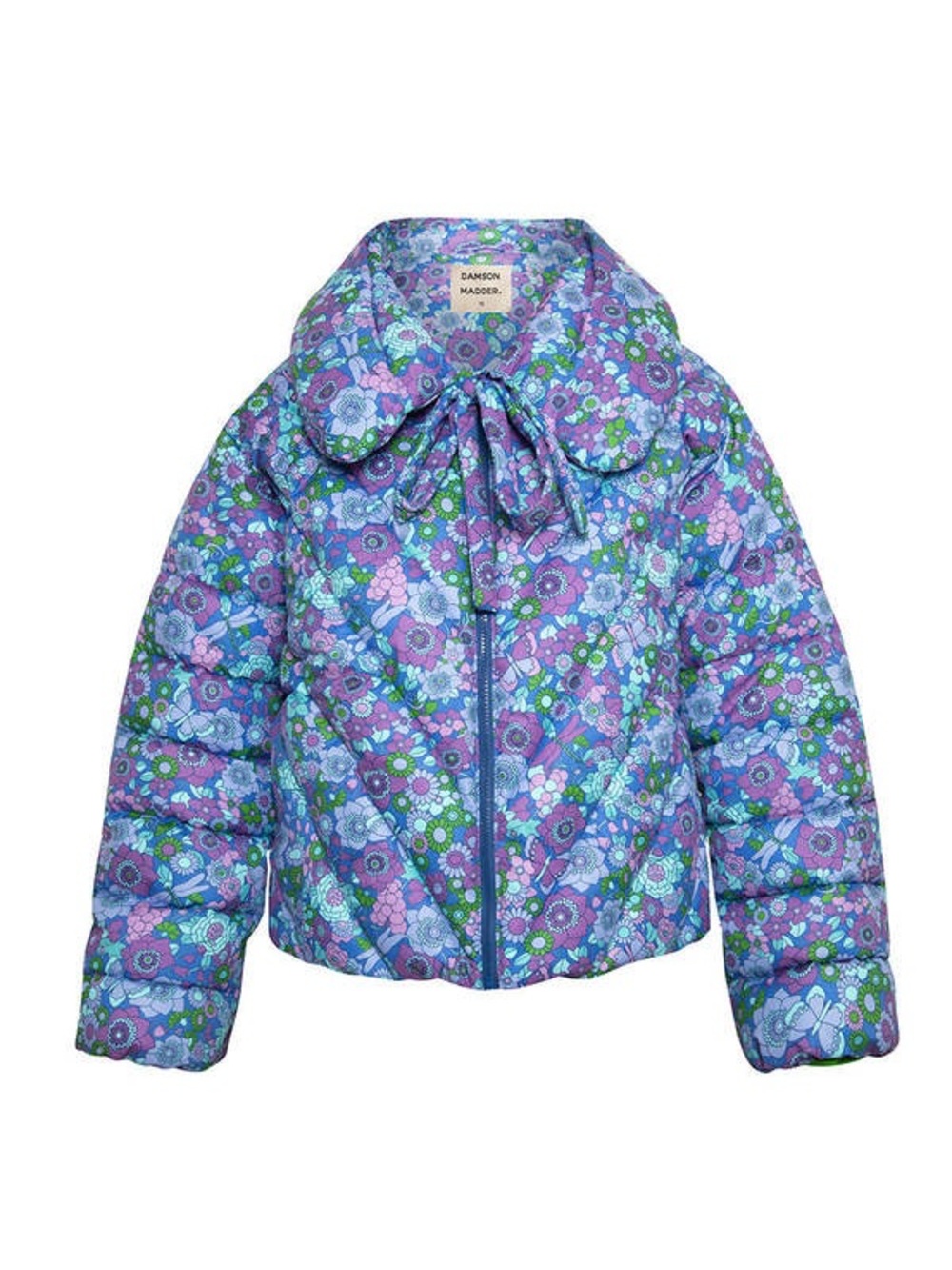 New Damson Madder Holly Print Detailed Recycled Tie Neck Puffer Size 16